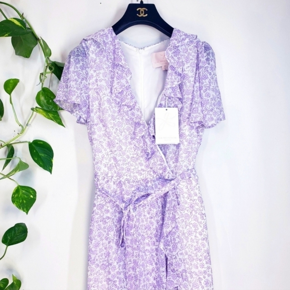 Gal Meets Glam Sophie Elegant Lavender Floral Maxi Dress Size 6 - Picture 9 of 14